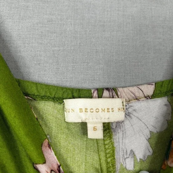 Sun Becomes Her Revolve Womens Dress 6 Green Solstice Trapeze Maxi Floral Tiered - Picture 5 of 11